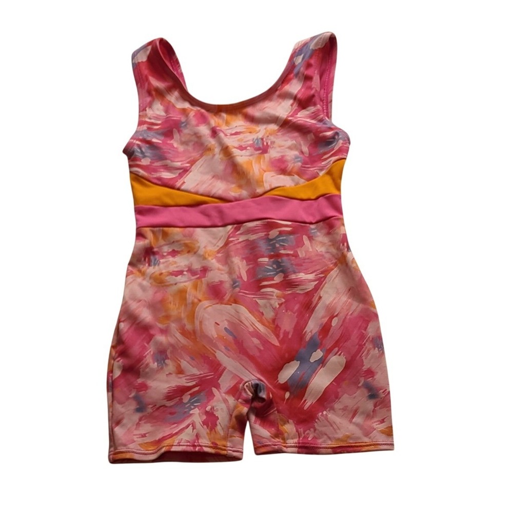 Cat & Jack Girls Pink Abstract Print Gymnastics Leotard Unitard Classic XS 4-5